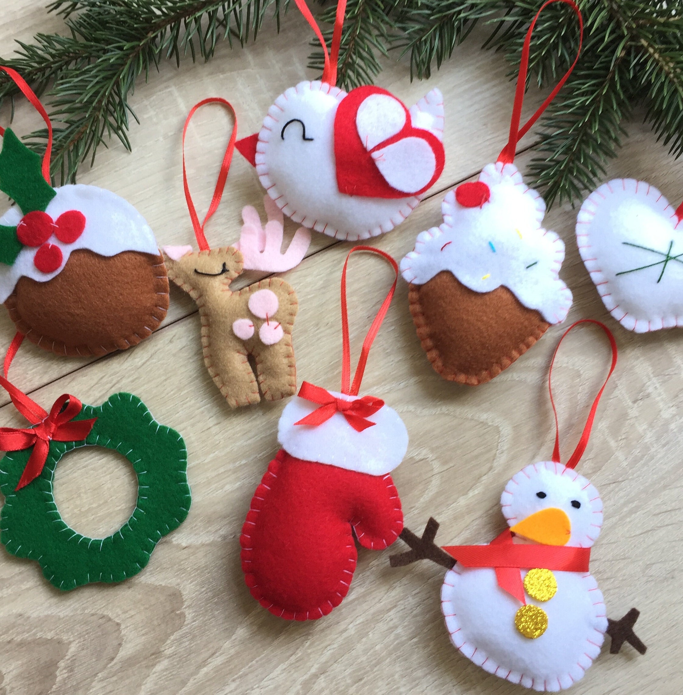 Felt Christmas Ornaments Set Tree Decorations Holiday Decor 