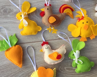 Spring home decor Easter decorations felt Easter tree ornaments handmade