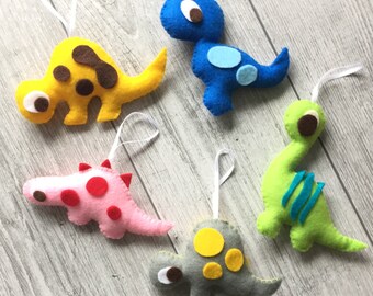 Felt Dinosaur Ornament, Plush Hanging Nursery Decor