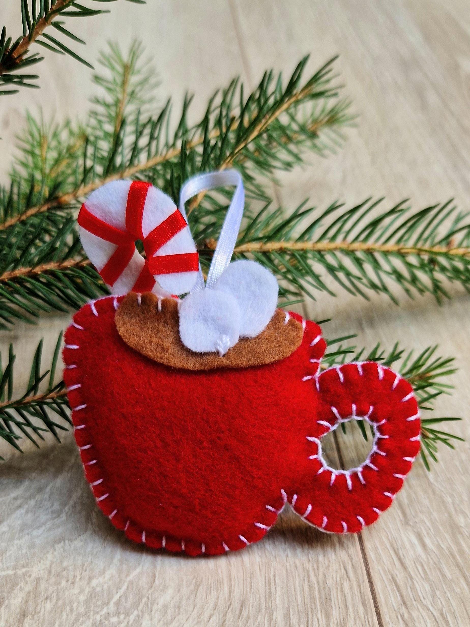 Ornamento Per Albero Di Natale A Forma Di Tazza Di Caffè E Casa Di Neve, In Acrilico 2D - Decorazione Festiva