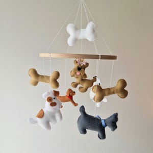 Baby mobile dogs, puppy mobile felt