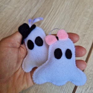 Ghost ornaments set, Pink Halloween, Spooky gift