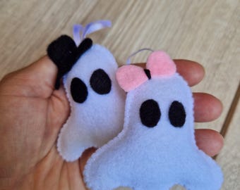 Ghost ornaments set, Pink Halloween, Spooky gift