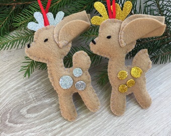 Filz Rentier Ornament - Glitzer Weihnachtsbaum Dekoration