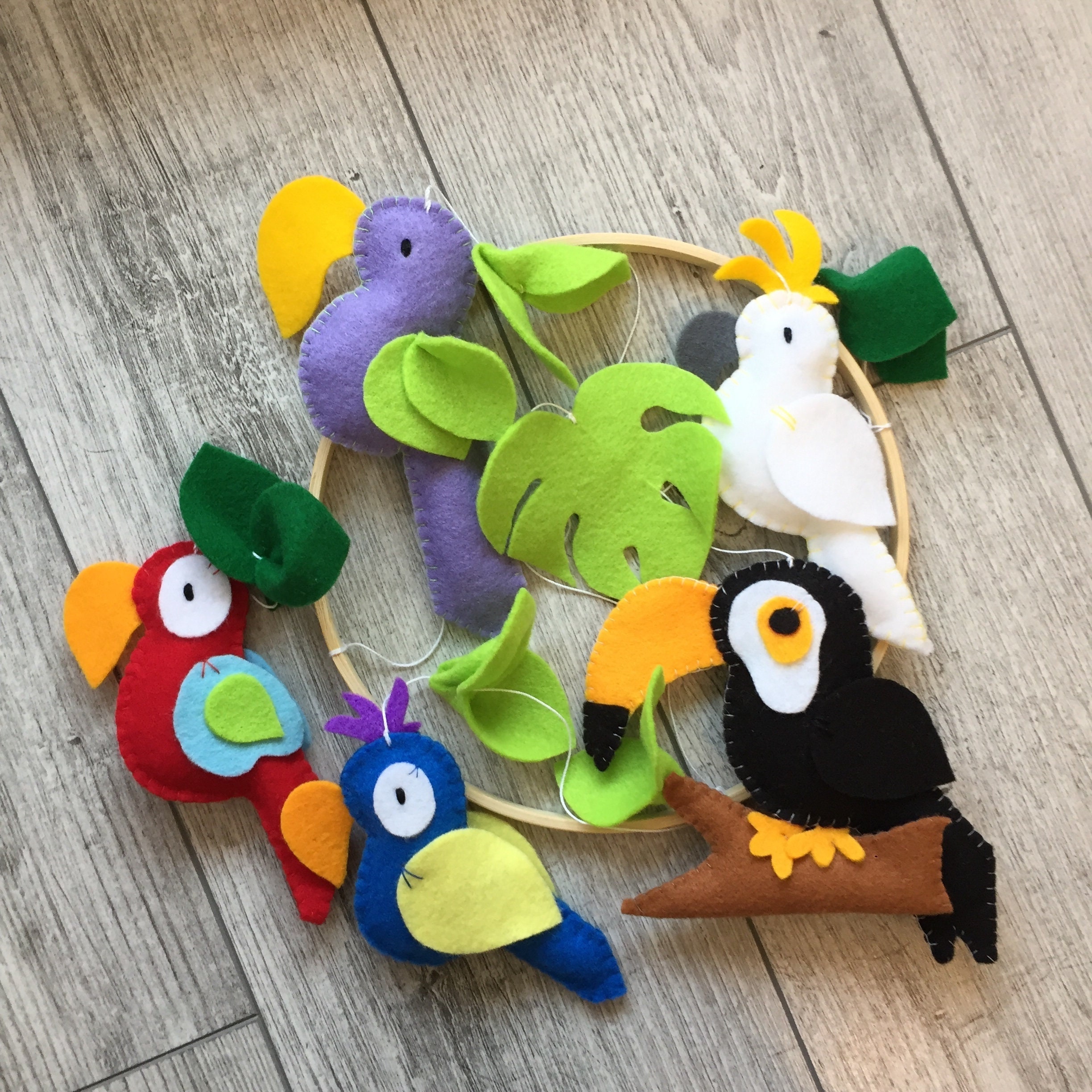 Toucan mobile for nursery Baby mobile gender neutral Birds mobile Parrots mobile