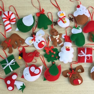 Advent calendar for kids ornaments felt set of 24 Christmas decorations set Christmas ornaments handmade