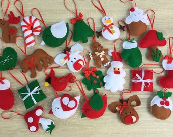 Adventskalender für Kinder Ornamente Filz Set von 24 Weihnachtsdeko Set Weihnachtsornamente handgefertigt