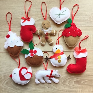 Handmade Christmas decorationsSet of 10 felt ornaments