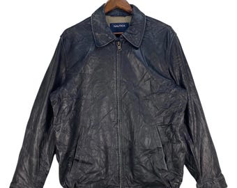 Men's Nautica Leather Jacket - Etsy