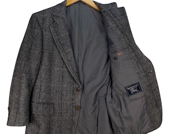 Vintage 90s Burberrys Double Breasted Wool Mohair Blazer Designer