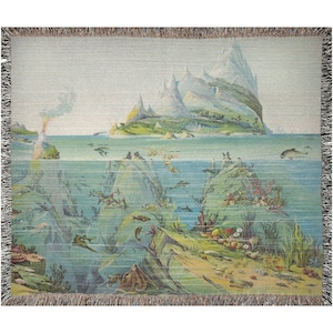 Sea Life Blanket, 1887 Illustration Woven Blanket/Tapestry, 100% Cotton
