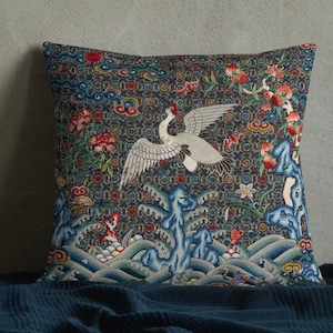 Chinese Qing Dynasty Crane Premium Pillow