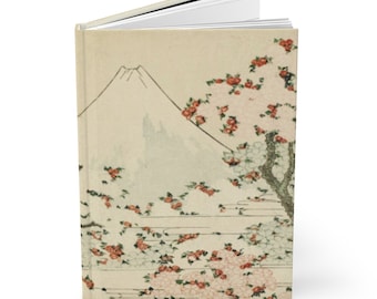 日本の桜のハードカバージャーナル。葛飾北斎、富士山