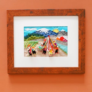 Peruvian Wall art, Textile art, Arpillera, Peru Handmade art, Embroidery, Mixed media, Birthday & Christmas gift, Worry Dolls, Latin America
