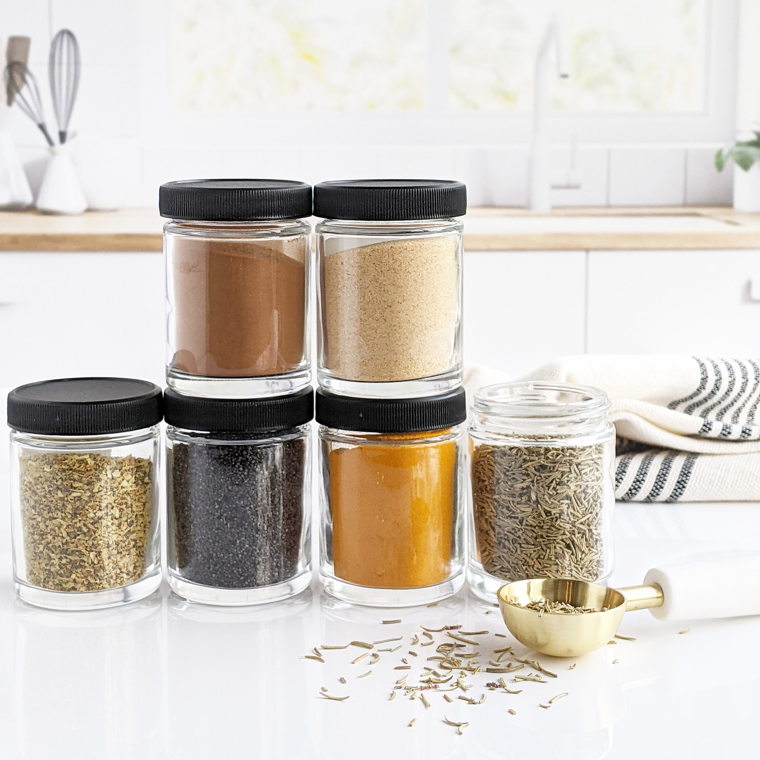  24 Silver Metal Lids for Square Spice Jars - FITS SpiceLuxe  JARS ONLY: Home & Kitchen