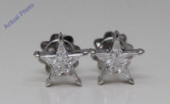18k White Gold Kite Cut Invisible Setting Star Diamond Stud