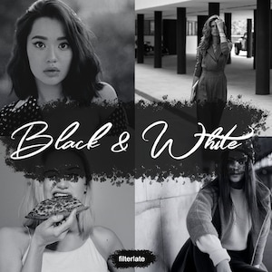 5 Black and White Actions, Photoshop Actions for Desktop, Instagram Filter for Travel Instagram Influencer and Bloggers, Dark Moody Actions