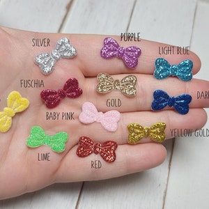 30pc (Larger) Miniature Glitter Bows - Tiny Bow Embellishments