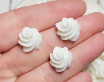 White Whipped Cream Cabochons - Flatback Resin - Kawaii Cabochon - Sweet Cabochons - Meringue - Whipped Cream