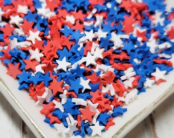 FAKE Liberty Stars Sprinkle Mix - Fake Sprinkles  - Fake Food - Clay Sprinkles - Decoden Sprinkle - 4th of July