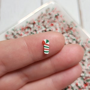 FAKE Green and Red Candy Cane Clay Sprinkles - Fake Sprinkles  - Fake Food - Clay Sprinkles - Decoden Sprinkle - Christmas Sprinkles