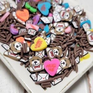 FAKE My First Valentine Clay Sprinkles - Fake Sprinkles - Fake Food - Clay Sprinkles - Decoden Sprinkle - Slime Sprinkles - Valentine