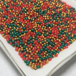 FAKE 2mm Deck the Halls Nonpareil Sprinkles - Fake Sprinkles - Faux Food - Fake Food - Decoden Sprinkle - Slime Sprinkles - 2mm Beads