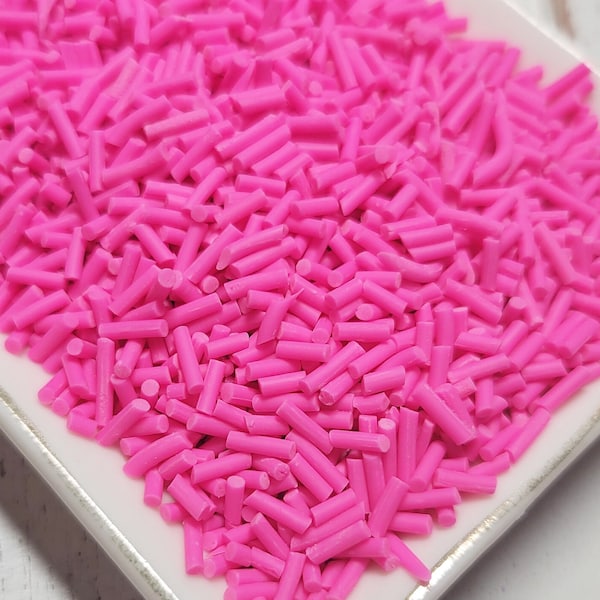 FAKE Hot Pink Polymer Clay Sprinkles - Clay Jimmies - Fake Sprinkles - Faux Food - Fake Food - Clay Sprinkles - Decoden Sprinkle