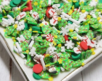 FAUX mélange pour sapin de Noël enneigé - Fakes Sprinkles - Fake Food - Clay Sprinkles - Decoden Sprinkle - Fake Jimmies