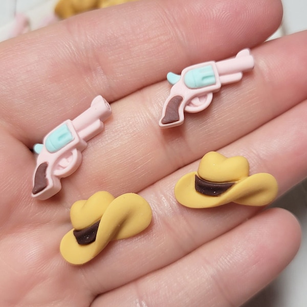 Cowgirl Gear Cabochons - Flatback Resin - Kawaii Cabochon - Resin Charms - Cowboy Cabochons - Slime Charms - Gun Cabochons