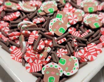Mélange pour saupoudrer d'argile FAKE Gingerbread Town - Fake Sprinkles - Fake Food - Clay Sprinkles - Decoden Sprinkle
