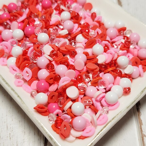 FAKE Sweet Valentine Kisses Sprinkles - Fake Sprinkles - Fake Food - Clay Sprinkles - Tumbler Sprinkles - Epoxy Sprinkles - Valentine