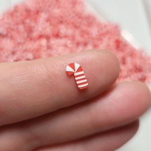 FAKE Red and White Candy Cane Clay Sprinkles - Fake Sprinkles  - Fake Food - Clay Sprinkles - Decoden Sprinkle - Christmas Sprinkles