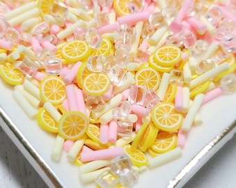 FAKE Pink Lemonade Sprinkle Mix - Fake Sprinkles  - Fake Food - Clay Sprinkles - Decoden Sprinkle - Lemon Sprinkles - Slime Sprinkles
