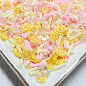 FAKE Pink Lemonade Sprinkle Mix - Fake Sprinkles  - Fake Food - Clay Sprinkles - Decoden Sprinkle - Lemon Sprinkles - Slime Sprinkles