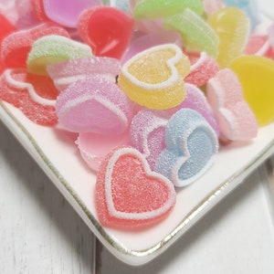 10/25/100pc Assorted Sugared Heart Cabochons - Flatback Resin - Kawaii Cabochon - Resin Hearts - Decoden - Valentine Charms - Slime Charms