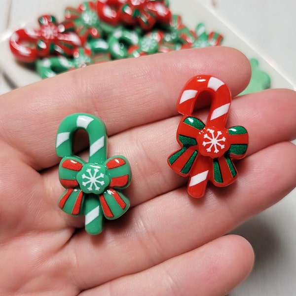 Assorted Candy Cane Cabochons - Flatback Resin - Kawaii Cabochon - Christmas Cabochons - Slime Charms