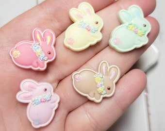 Easter Bunny Cabochons - Flatback Resin - Kawaii Cabochon - Resin Charms - Easter Cabochons - Slime Charms