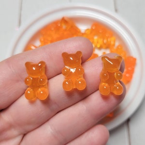Orange Translucent Gummy Bear Cabochons - Flatback Resin - Kawaii Cabochon - Candy Cabochons - Gummy Bears - Sweet Resins - Slime Charms