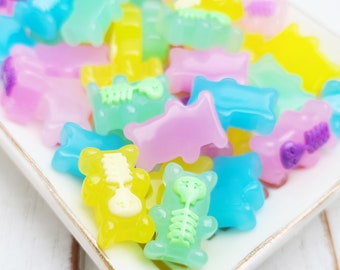 Skeleton Gummy Bear Cabochons - Flatback Resin - Kawaii Cabochon - Candy Cabochons - Gummy Bears - Sweet Resins - Halloween Charms - Slime