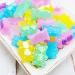 Skeleton Gummy Bear Cabochons - Flatback Resin - Kawaii Cabochon - Candy Cabochons - Gummy Bears - Sweet Resins - Halloween Charms - Slime