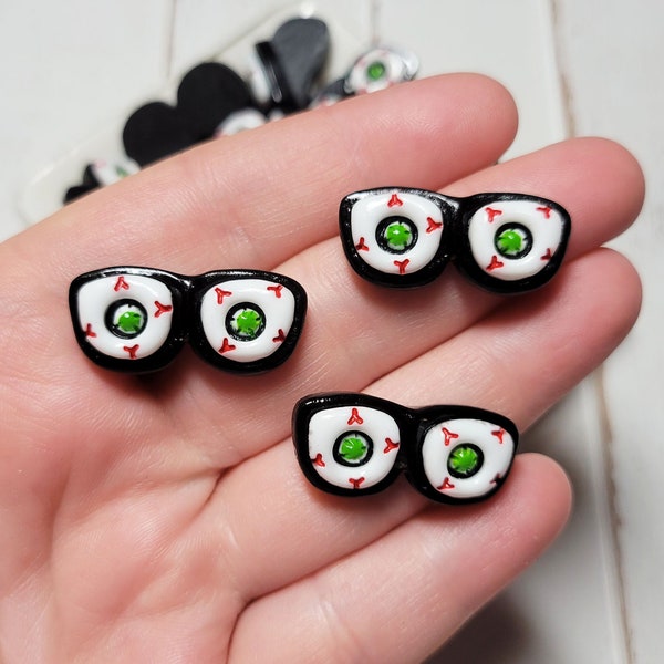 Zombified Glasses Cabochons - Flatback Resin - Kawaii Cabochon - Flatback Cabochons - Halloween Cabochons