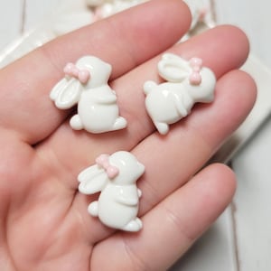 Sweet White Bunny Cabochons - Flatback Resin - Kawaii Cabochon - Easter Cabochons - Slime Charms