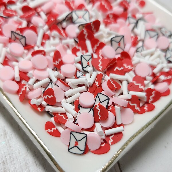 FAKE Dear John Sprinkle Mix - Fake Sprinkles  - Fake Food - Clay Sprinkles - Decoden Sprinkle - Valentine Sprinkles - Slime Sprinkles