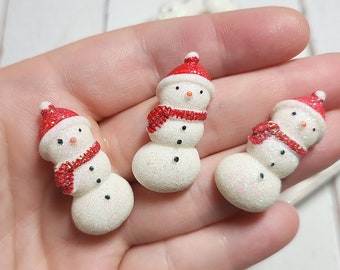 3 Tier Snowmen Cabochons - Flatback Resin - Kawaii Cabochon - Christmas Cabochon - Slime Charms - Christmas Cabochons