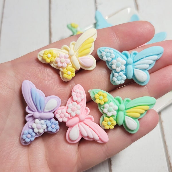 Assorted Butterfly Cabochons - Flatback Resin - Kawaii Cabochon - Resin Butterflies - Slime Charm