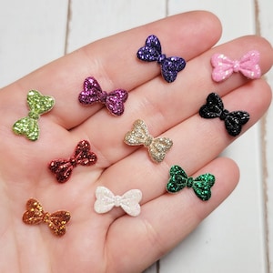 50pc Glitter Bows - Tiny Bow Embellishments