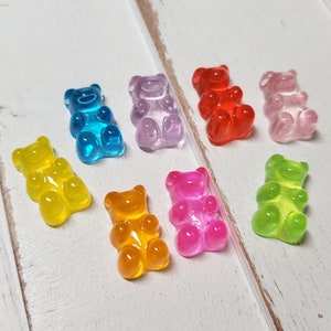 80Pcs Cute Gummy Bear Cabochons - 8 Color Flatback Acrylic Charms For Nail Art, Jewelry & Crafts