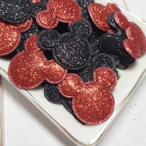 8pc Sequin Black Mouse Ear Applique - Mouse Ear Applique - Mouse Appliques - Sequin Applique - DIY Hair Accessory