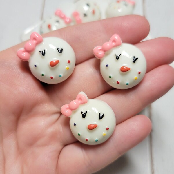 Kawaii Snow Girl Cabochons - Flatback Resin - Kawaii Cabochon - Christmas Cabochons - Slime Charms